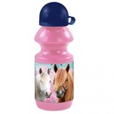 Ružová plastová školská fľaša na vodu HORSES