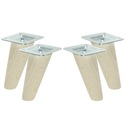 4X Nohy 8cm drevené skosené nohy osadené plechom