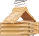 SET 10x DREVENÝ VEŠIAK NA OBLEČENIE NOHAVICE, OTOČNÉ, LAKOVANÉ