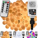 Guľové lampy 100 LED 10 m teplá biela IP44 Programátor Diaľkové ovládanie