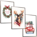 3 x 50x40 A2 SET BOHO PLAGÁTY VIANOČNÁ ZIMA VIANOČNÁ JELEŇ AUTO VIANOČNÝ STROMČEK