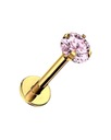 PIERCING Gold Labret náušnice s ružovým zirkónom Lobe Helix Titanium 1,2/8/4