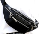 Veľká kožená taška cez pás s opaskom, čierna