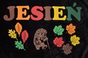 jesenné lístie výzdoba ježka okno tabuľa materská škola