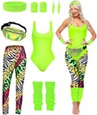 DISCO NEON OUTFIT 80. ROKY 90. RETRO TELOVÝ SET LEGÍNY 8 V 1 S M