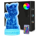 3D LED nočná lampa CHASE PAW PATROL USB / batérie + RGB diaľkové ovládanie