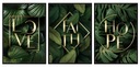 OBRAZOVÉ PLAGÁTY V RÁME 33x43cm Triptych Listy P593