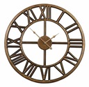 Nástenné hodiny zlatohnedé kovové podkrovné retro 60cm