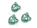 Cat Faces Emerald-Silver Inlay-T Hole 12mm-4pcs