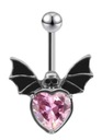 Prsteň pre netopierov loptičku na brucho lebka ZIRCONIA PUNK STEEL SS316L