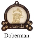 Vianočná guľa so psíkom DREVENÁ guľa na vianočný stromček DOBERMAN