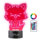 3D LED nočná lampa Mačka mačiatko darček s vyrytým menom