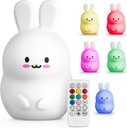 Soft Touch Nočná lampa pre deti, farebná silikónová RGB LED dióda Rabbit