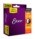 3PACK Elixir NanoWeb fosforovo bronzové struny 11-52 Custom Light (16544)
