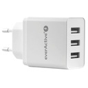 VÝKONNÁ, efektívna sieťová nabíjačka, everActive SC-300 napájanie 3x USB 3.4A 17W