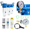Vodný filter, zmäkčovač, 3/4 Aquafilter + tlakomer