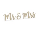 Drevený nápis Mr & Mrs, zlatý, 50x10cm
