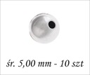 Strieborné guľôčky s priechodným otvorom, pr. 5,00 mm 10 ks