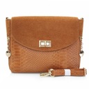 Semišová crossbody kabelka hadej kože hit CAMEL