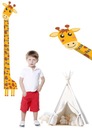 Veľká DREVENÁ MIERA VÝŠKY nalepená na stene Žirafa Miera 150CM