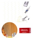 LED ZÁCLONY DRÔTOVÉ 3x3m 300 LED TEPLOM BIELY USB SET S VZD.