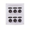 Vodotesný elektrický panel so 6 bielymi spínačmi