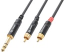 Jack kábel 6,3 mm samec - 2 x RCA samec 1,5 m