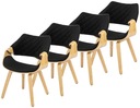 Sada 4x Loft LUISE obývacia stolička Black Velour