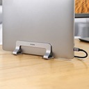 Vertikálny stojanový držiak stojan pre MacBook, notebook, tablet, strieborný hliník