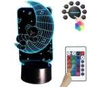 NOČNÁ LAMPA MESIAC MEDVEĎ 3D LED FARBY USB DIAĽK