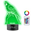3D LED nočná lampa Papagáj Vtáčik Zviera Darček Váš nápis Gravírovanie mena