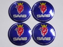 4x hliníkové nálepky na čiapky SAAB 56mm, námornícka modrá