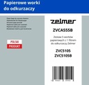 Zelmer ZVCA555B papierové vrecko do vysávača, 5 ks
