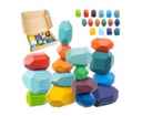 Drevené kocky Kamene MONTESSORI PUZZLE