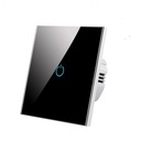 Sklenený dotykový panel s jedným spínačom BONDA LED podsvietený (čierne)