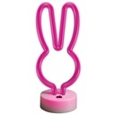 NEON LED RUŽOVÝ ZAJÍČIK NA STOJANEJ NOČNEJ LAMPE USB/BATTÉRIA