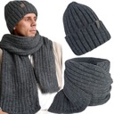 PÁNSKY VLNENÝ SET ČIAPKA + ŠÁLKA, HRUBÝ teplý zimný šál PREMIUM