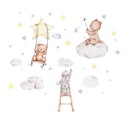 Samolepky na stenu BEAR RABBIT CLOUD STARS L