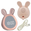 Detská lampa s budíkom ružový zajačik s ušným osvetleným káblom USB
