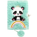 PLYŠOVÝ DENNÍK S KĽÚČOVÝM ZÁMKOM NOTEBOOK HAIRY MAN PANDA 3D POMPON