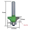 Zaobľovacia fréza s konkávnym ložiskom 12,7x22,22
