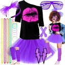 OUTFIT 80. ROKOV ITALO RETRO NEÓNOVÉ TRIČKO SUKŇA DISCO SET Fio 9v1 XL