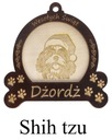 Vianočná guľa so psíkom DREVENÁ guľa na vianočný stromček SHIH TZU