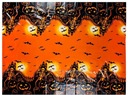 Fóliové prestieranie Halloweenska tabuľka DEKORÁCIA KOST BAT BAT TEKVINA
