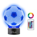 Nočná lampa pre deti Futbal Darček Váš nápis Gravírovanie mena + Diaľkové ovládanie