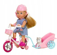 Bábika Evi na bicykli s prívesným vozíkom Simba