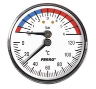 Termomanometer 63mm 1/2 0-6 bar 120C TM63A Ferro