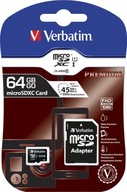 PAMÄŤOVÁ KARTA VERBATIM MICRO SDXC 64GB CLASS 10+