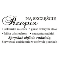 Nálepka do kuchyne s nápisom Recept na šťastie 264 Nálepka do kuchyne s nápisom Recept na šťastie 264