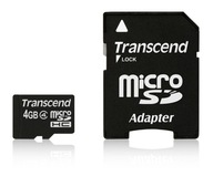TRANSCEND 4 GB micro SD microSD SDHC Trieda 4 +a SD